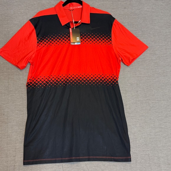 Nike Tiger Woods Dri-FIT Golf Polo Shirt Men's MT Orange Black Geometric